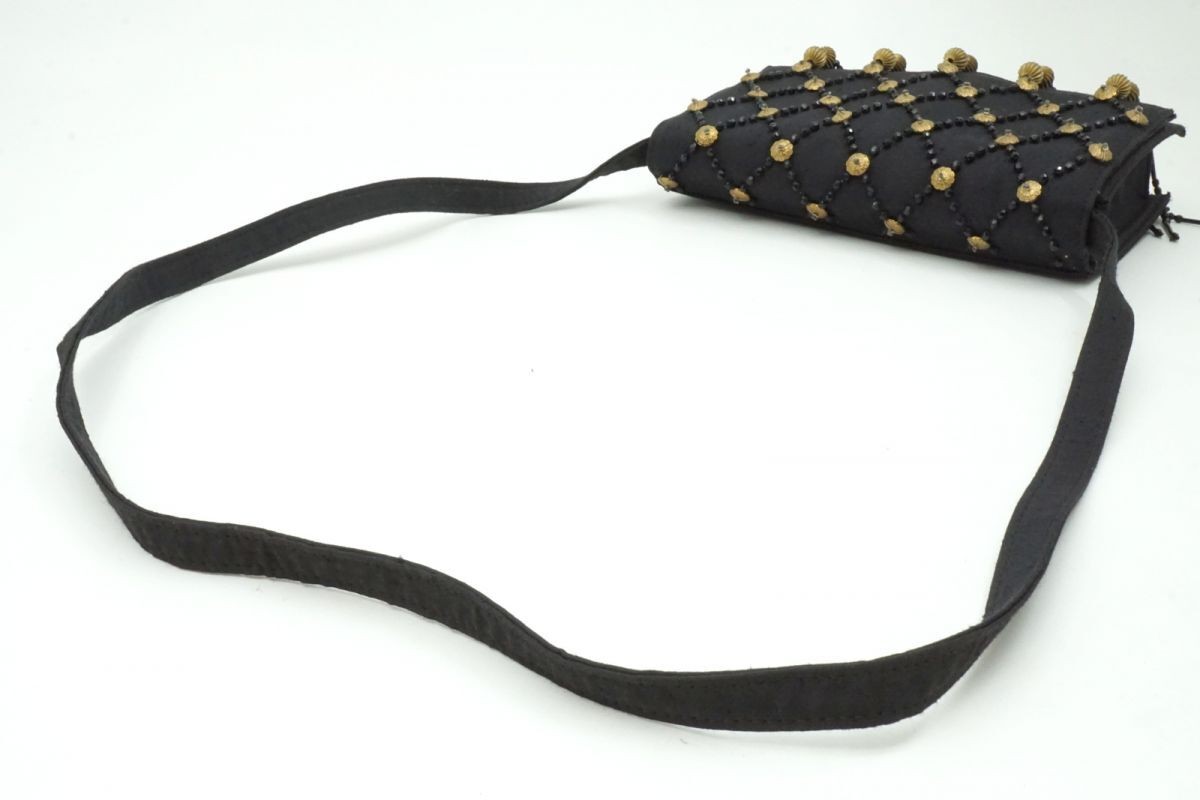 Gianni Versace Beaded Tassel Shoulder Bag Shantung Fabric Vintage Authentic thumbnail 5