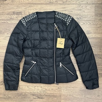 NWT$ 1,095 Fay Puimini Donna Lightweight Quilted Goose Jacket, M, Black, Italy