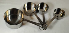 AMCO Set of 4 Measuring Cups 1/4, 1/3, 1/2, 1 Cup Stainless Steel #527