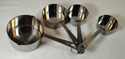 AMCO Set of 4 Measuring Cups 1/4, 1/3, 1/2, 1 Cup Stainless Steel #527