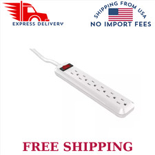 4 ft. 6-Outlet Power Strip with 45 Degree Flat Angle Plug, White