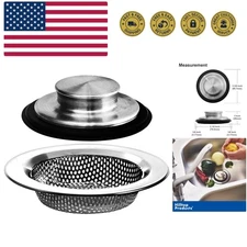 2PCS - Kitchen Sink Drain Strainer and Anti-Clogging Stopper Drainer Set for ...