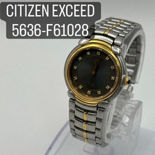 Citizen Exceed 5636-F61028 Quartz Watch Black Dial Battery Replaced Used