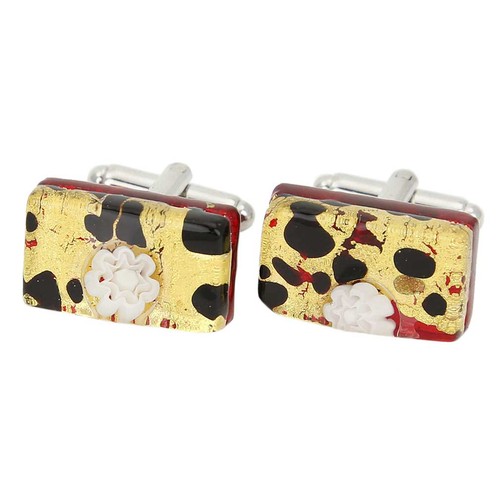 Gemelos rectangulares clásicos venecianos de vidrio GlassOfVenice Murano - oro millefi - Imagen 3 de 6