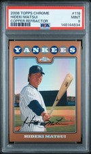 2008 TOPPS CHROME COPPER REFRACTOR #118 HIDEKI MATSUI 119/599 PSA 9