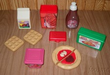 LITTLE TIKES Genuine Toy Play Food Lot 1 - Pizza Jam Waffles Syrup Milk Cookies