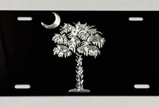 3D Engraved SC Carolina Palmetto Palm Tree Car Tag Diamond Etched License Plate