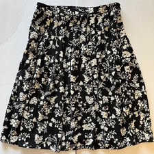 NWT Talbots Skirt Career Black White Floral Pleated Side Zipper Size 6