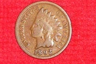 1892, Rare Old Antique, Indian Head Penny, US Collection Coin, (134 Years Old).