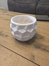 White Ceramic Geometric Plant Pot - Succulent, Cactus, Small Plant etc