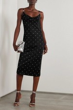 Versace Black Embellished draped jersey midi dress   38 NWT