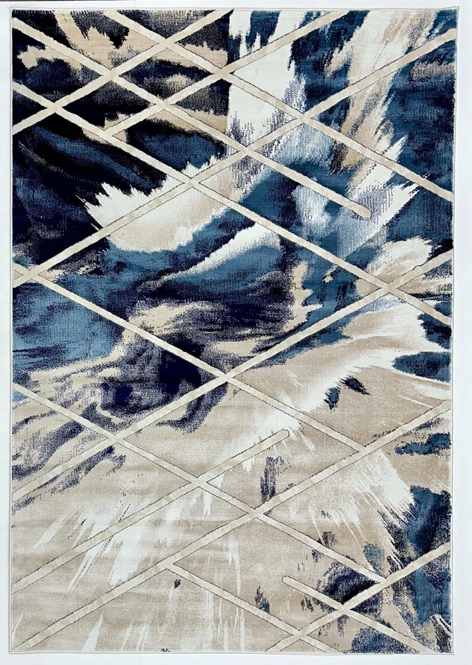 Modern Boho Area Rug Shiny Vibrant High Low Pile Transitional Rug Living Room - Image 2 of 4