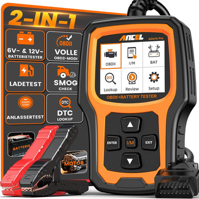 ANCEL AD410PLUS 2In1 OBD2 Diagnosegerät Auto Batterietester, Universal KFZ Fehle