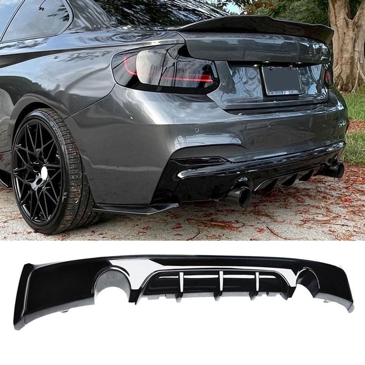 Glossy Black Rear Bumper Diffuser For BMW 2 Series F22 F23 M235i M240i M Sport - Image 3