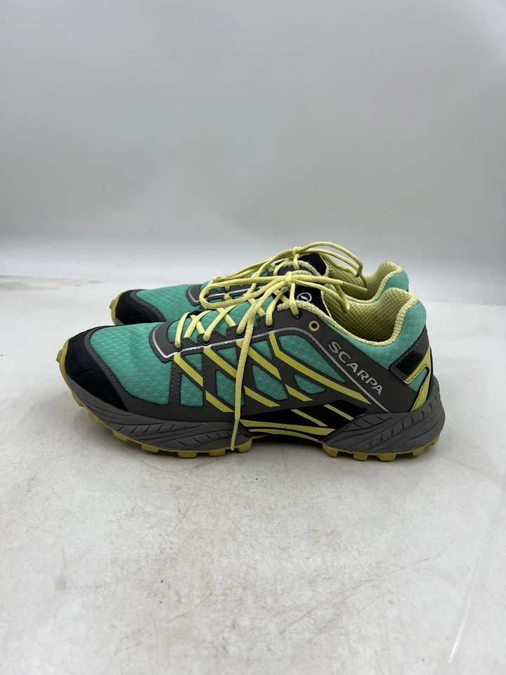 Scarpa Neutron WMN Trail Running Shoes Womens Size 7 Teal Yellow Vibram Megagrip Foto 2 de 4