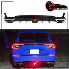 Fits 2022-2026 Honda Civic Hatchback Gloss Black Rear Diffuser W Corner Spats