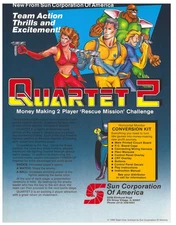 Quartet 2 Sun Corp Video Arcade Flyer / Brochure / Ad - Excellent - Hard to Find