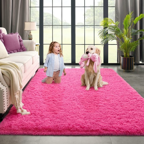 Hot Pink Area Rug for Bedroom Living Room Carpet Home Decor, Upgrade 4x5.9 Cu...