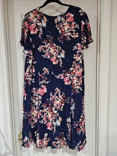 Torrid Womens Plus Size 2X Floral Print Gauze Lace-Up Mini Skater Dress Lined - Picture 10 of 10