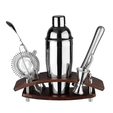Mixology Bartender Kit 9-Piece Cocktail Shaker Set Bar Tools with Stand, Mart...