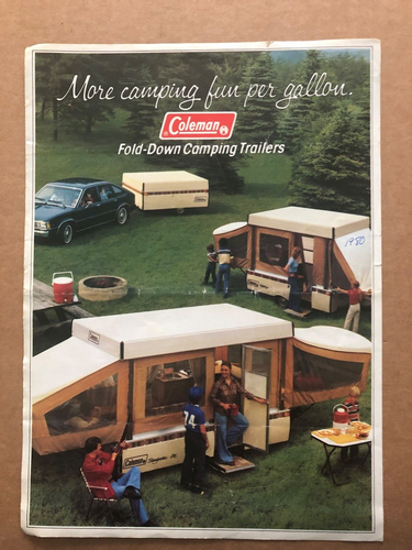 Vintage 1980 COLEMAN Fold-Down Camping Trailers Brochure Poster