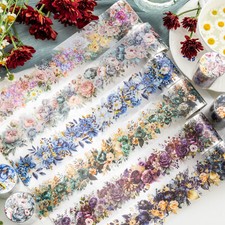 Flowers Blooms PET Tape Stickers Journals Planner Card Scrapbooking DIY Crafts