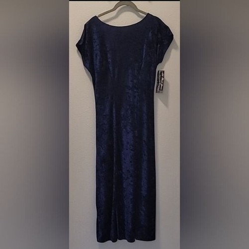 NWT Velvet Maxi Dress Size M Navy Blue Low Back Whimsigoth Deadstock Y2K 90s - Picture 2 of 13
