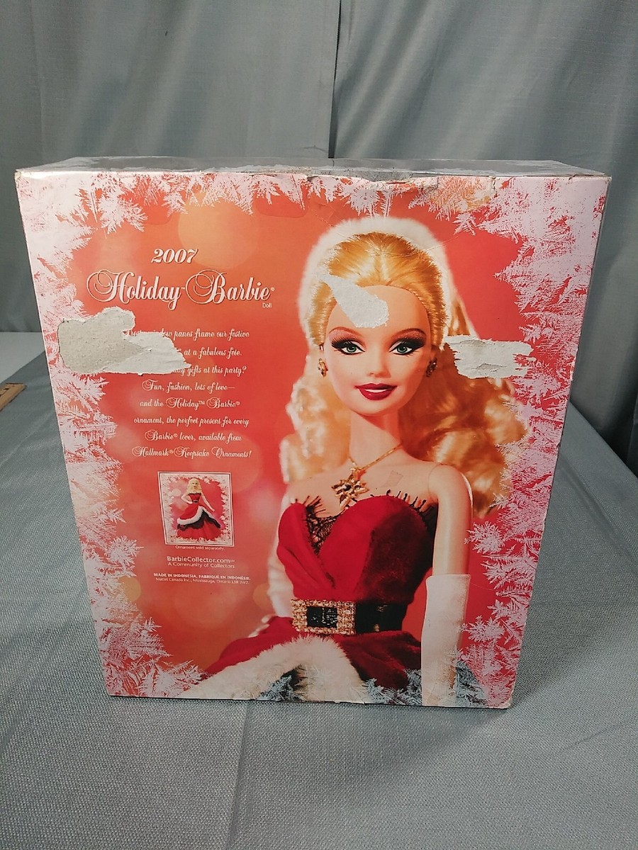 Holiday Barbie Doll 2007 Blonde Hair Red Dress 11.5