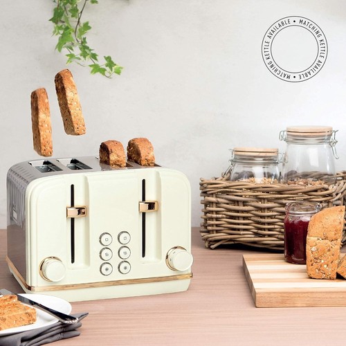 Haden Salcombe Cream 1.7L BPA Free Kettle & 4 Slice Wide Slot Toaster Set - Picture 8 of 13