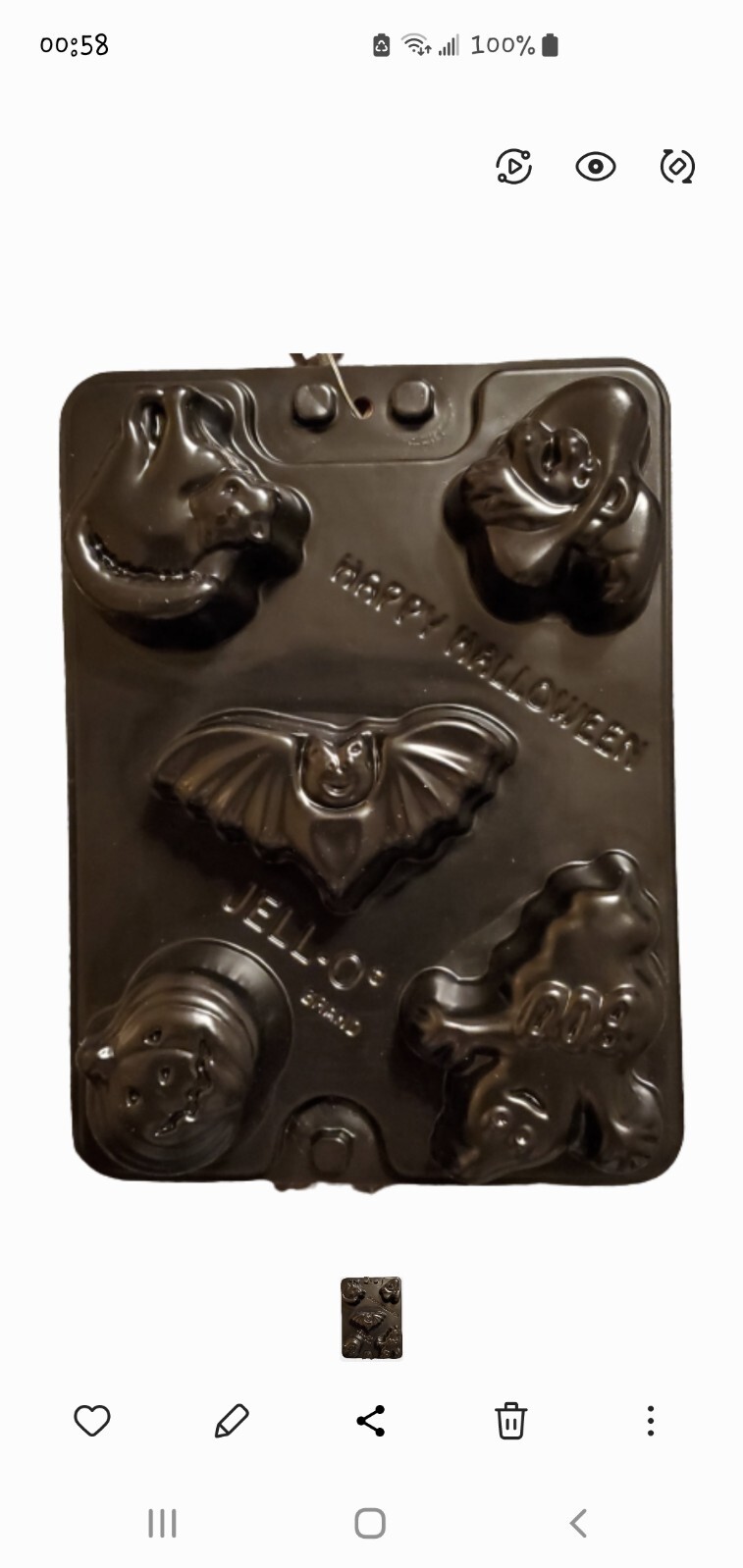 4 JELLO Jiggler 3d Halloween Orange Jello Molds Cat Witch Bat Ghost