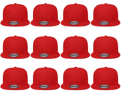 Plain Blank Flat Brim Adjustable Snapback Baseball Caps WHOLESALE LOT 12pcs
