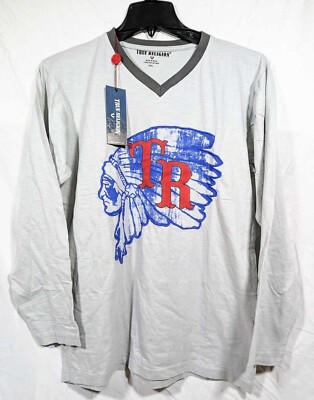 NWT Vintage True Religion Men Embroidered V Neck Blue Long