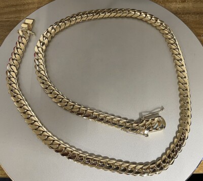 Solid 14K Gold Miami Men's Cuban Curb Link Chain Necklace