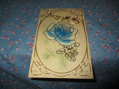 Old Postcard Beautiful Embossed Forget Me Not Blue Flower