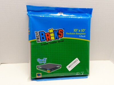 Strictly Bricks 10''x10'' Stackable Baseplates 4 Pack New