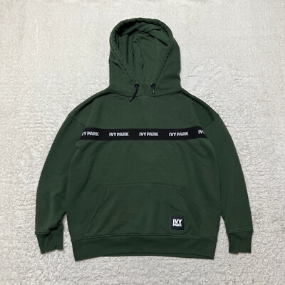 Ivy Park Hoodie Women Size Small Green Oversized Relaxed Pullover  Sweatshirt