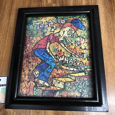 2001 Tobacco is Whacko if You're A Teen Vintage Print In Black Frame - Abstract
