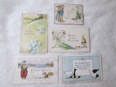 4 Antique Easter Postcards Circa 19teens Embossed