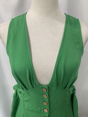 Forever 21 Contemporary Emerald Green Tie Side Button-Up Midi Dress Large |  eBay