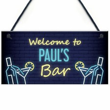 Personalised Home Bar Hanging Decor Sign Garden Bar Cocktail Bar Plaques
