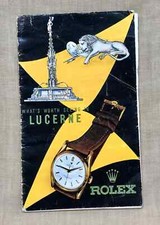 ROLEX Vintage 1950's Bucherer Brochure Lucerne Map Bubbleback Bombay OEM