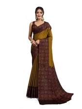 Women Poly Chiffon Geometric Printed Saree With Unstitched Blouse Piece