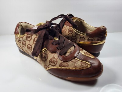 Michael Kors MK Monogram Brown Fashion Sneakers Size