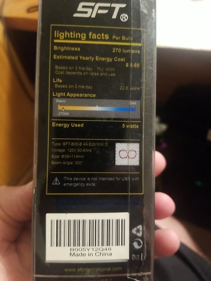 4-Pack LED Bulb Light (40w equiv.) E26 270 Lumen 5W Warm white 2700K *CREE - Image 3 of 4