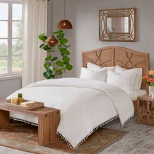 Madison Park Sula Cotton Ivory Twin Duvet Cover With 1 Sham - Both With Tassels 