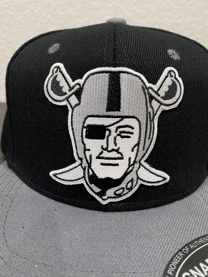 RAIDERS Las Vegas Oakland Los Angeles Clásico Logo Negro y Gris Snapback Gorra Gorra Foto 2 de 4