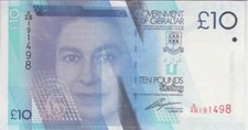 2010 Gibraltar 10 Pounds QEII Banknote Circulated Good Condition. &pound;10 Gibraltar