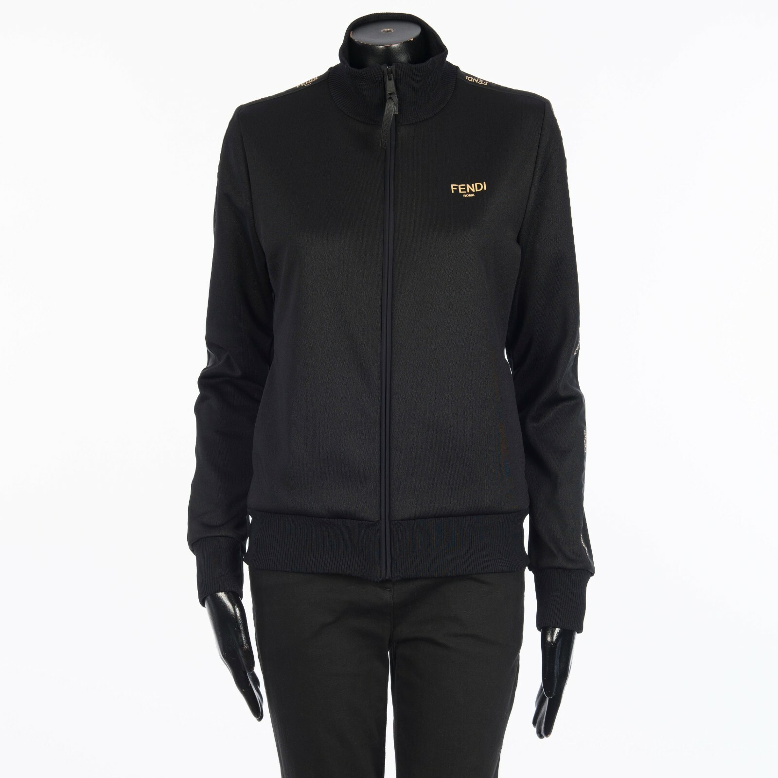 Black Jersey Sweatshirt With Fendi Logo 