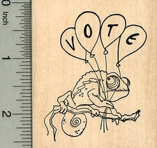 Vote Rubber Stamp, Chameleon with Balloons K35304 WM
