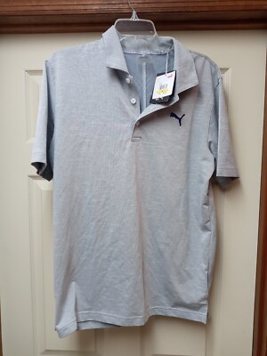 Puma Men's Vertical Stripe Dark Denim dryCELL Performance Fit Medium Polo Shirt